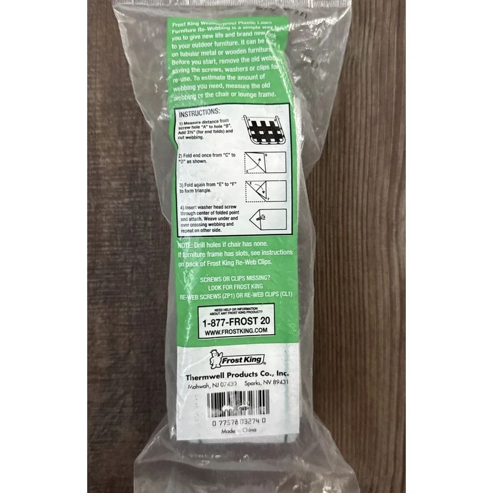 Frost King Lawn Furniture Re-Webbing PW39W White‎ Green Stripe 2.25